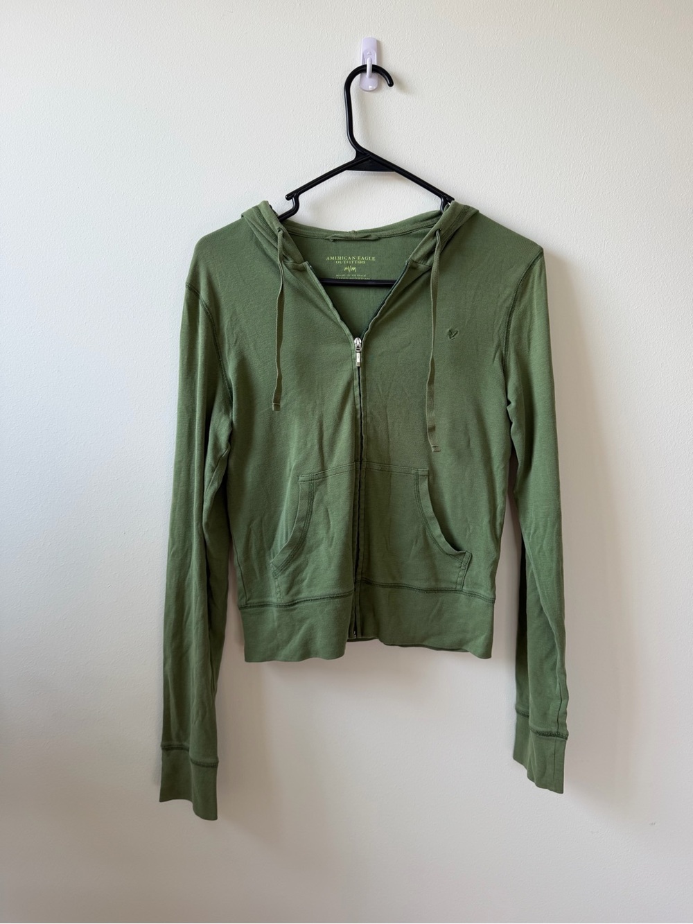 American Eagle Outfitters Olive Green Full-Zip Hoodie